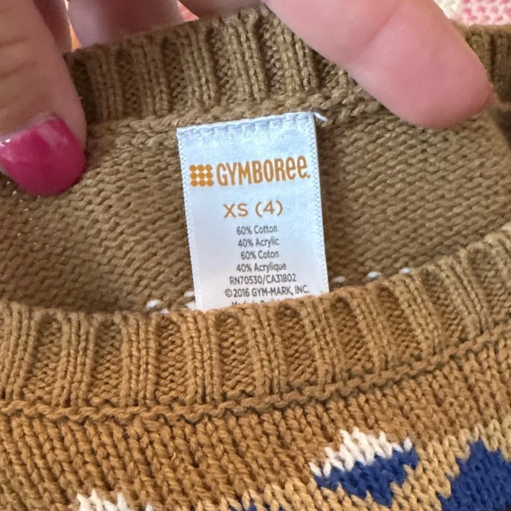 Gymboree Tan and Blue Knit Sweater